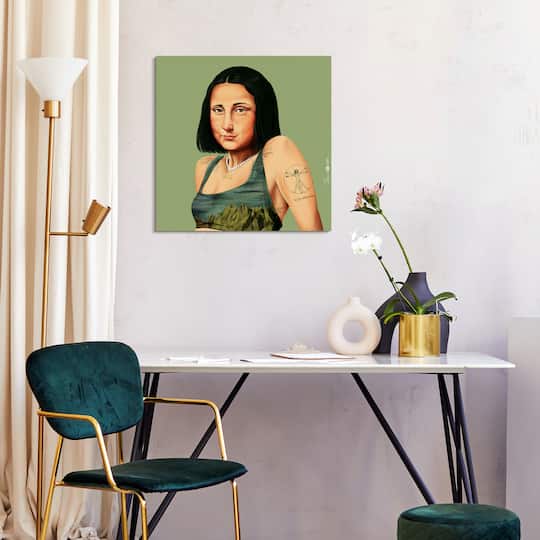 Empire Art Direct Hipstory™ 24" x 24" Hip Mona Lisa Frameless Free Floating Printed Tempered Glass Wall Art